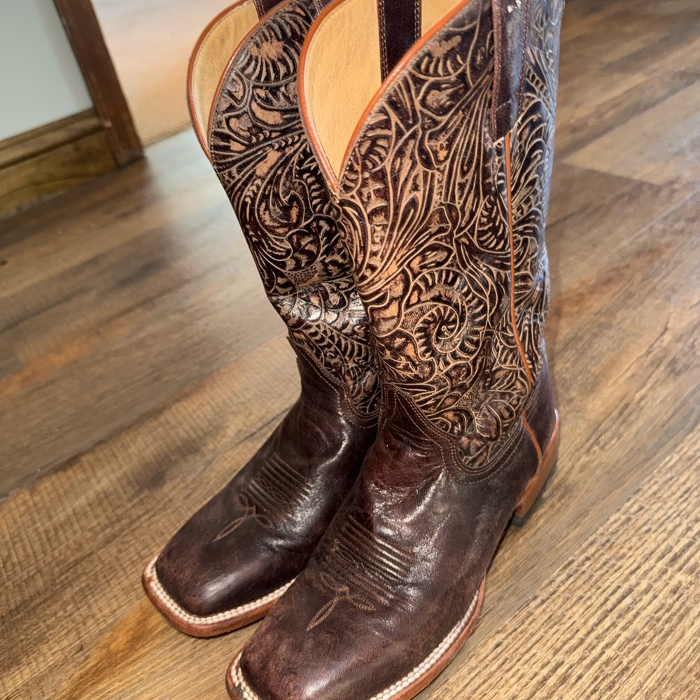 Shyanne Brown Embossed Heeled Boots